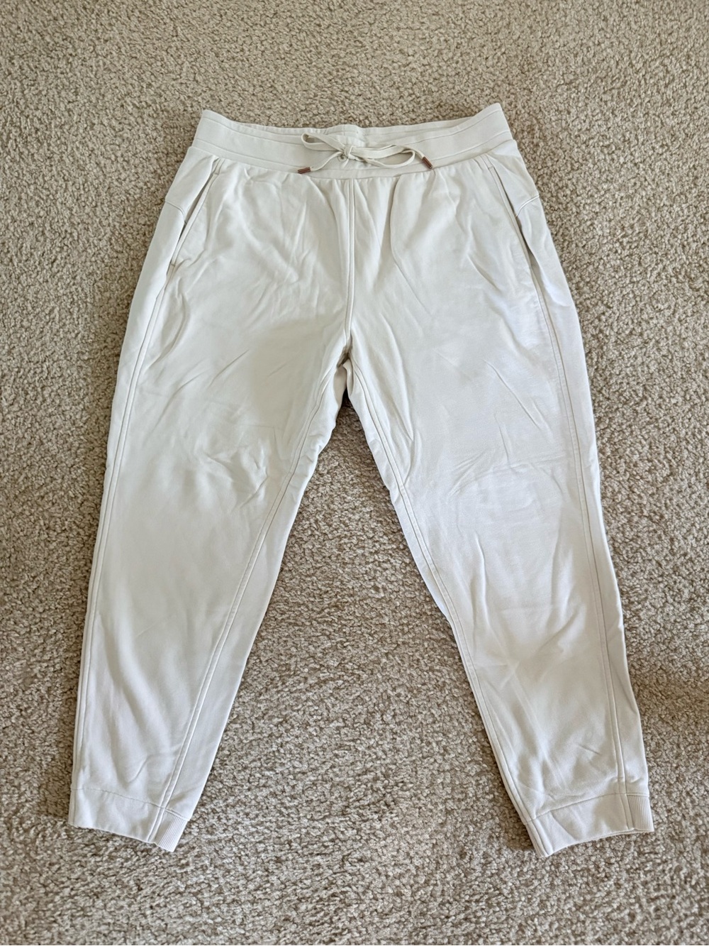 Cream Jogger Pants with Drawstring Waist